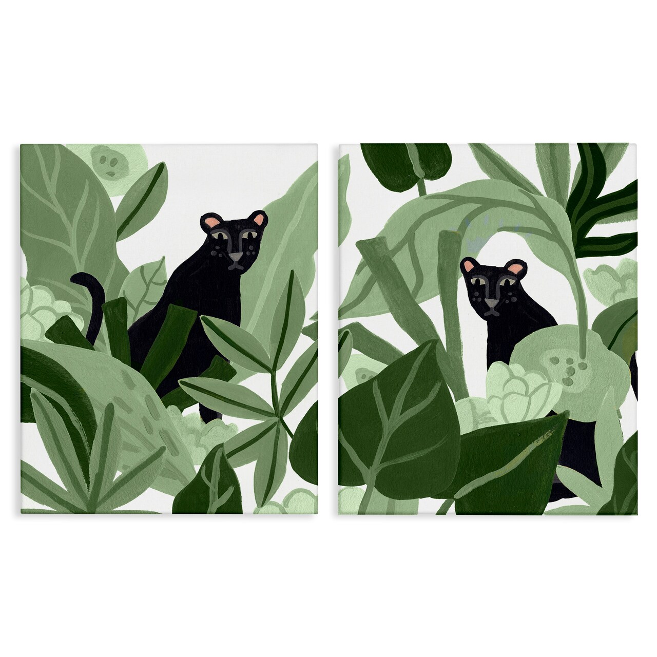 Stupell Industries Panthers Among Tropics 2pc Canvas Wall Art Set Design by June Erica Vess